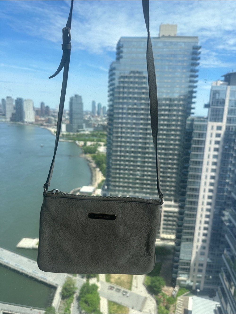 Michael Kors Gray Pebbled Leather Crossbody